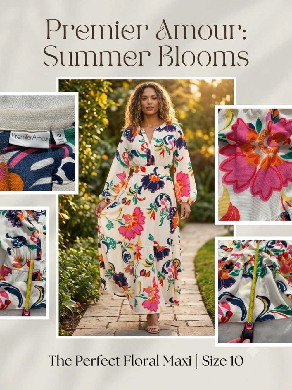 Premier Amour Floral Boho Maxi Dress Size 10